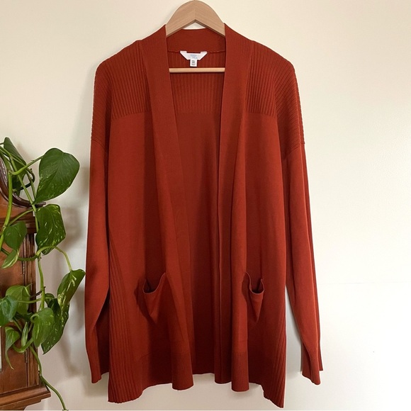NWOT Time and Tru Orange Open Front Cardigan Sweater w/ Long Sleeves and… - Picture 1 of 11